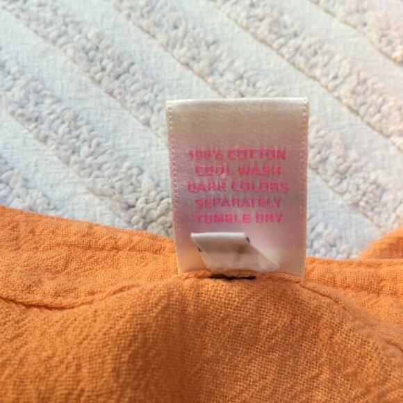 Maria De Guadalajara Womens Textured Asymmetric Tunic Top 3/4 Sleeve Orange - Picture 4 of 6